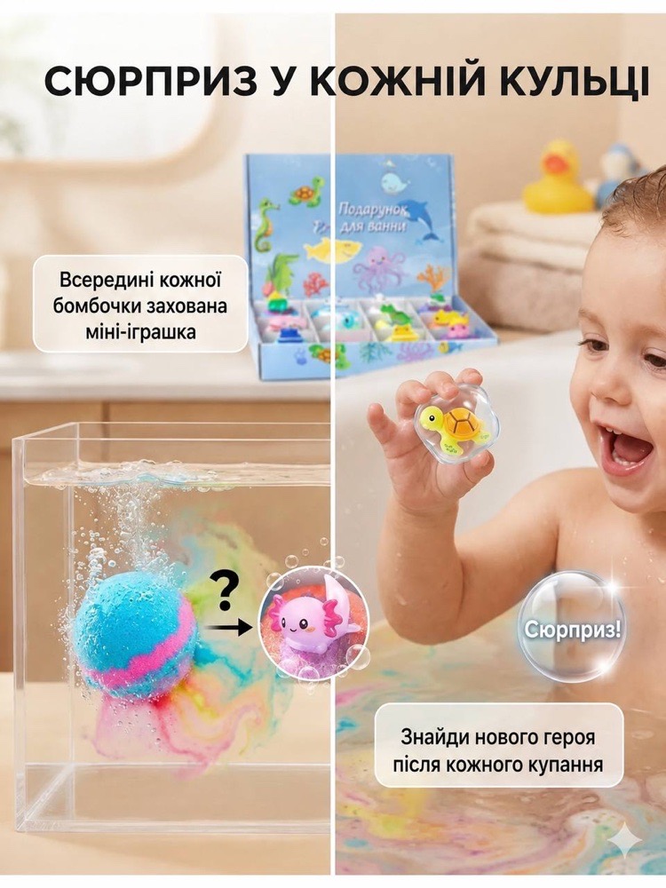 Сюрприз у кожній бомбочці: міні-іграшка всередині